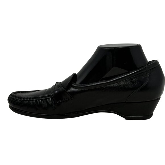 SAS Womens Easier Black Leather Dress Career Work Slip On Low‎ Heel 10N - Picture 4 of 10